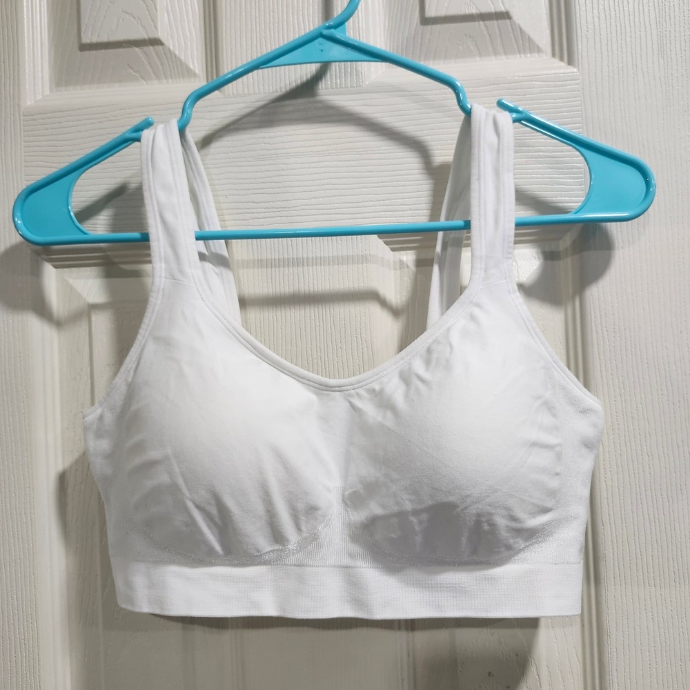 Truekind Everyday Essential Wireless Bra White Seamless Hook Eye Back Size Large